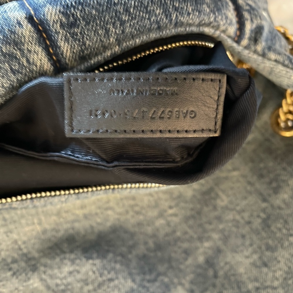 SOLD. YSL MEDIUM DENIM LOU LOU PUFFER BAG BRAND NEW TAGS DENIM BLUE GOLD HARDWAR - Picture 10 of 10